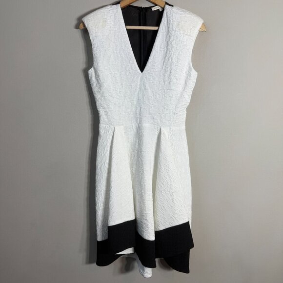 Maje Reese Mesh Paneled Matelasse Mini Dress Womens 1 Small White Black Cocktail - Picture 5 of 12